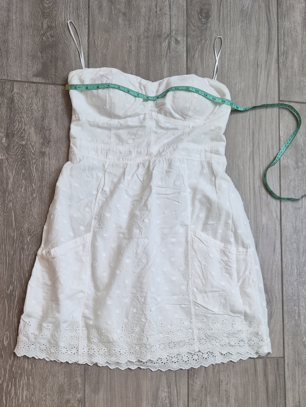 American Eagle Outfitters White Eyelet Mini Dress with Spaghetti Straps